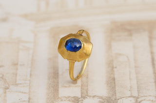 13th Century Medieval Sapphire “Pie-Dish” Gold Ring, Circa 1280