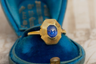13th Century Medieval Sapphire “Pie-Dish” Gold Ring, Circa 1280