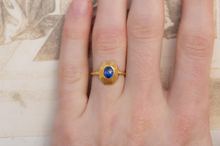 13th Century Medieval Sapphire “Pie-Dish” Gold Ring, Circa 1280