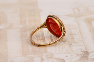 19th Century Carnelian Intaglio Ring with Roman Emperor, c.1840