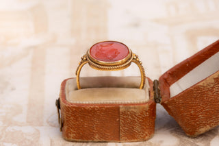 19th Century Carnelian Intaglio Ring with Roman Emperor, c.1840