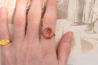19th Century Carnelian Intaglio Ring with Roman Emperor, c.1840