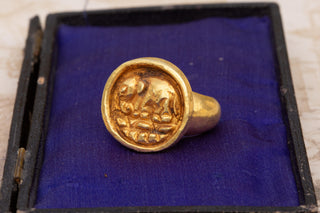 Ancient Javanese Gold Elephant Ring, 7th–12th Century