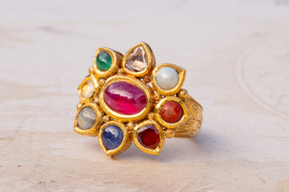 South Indian Gold Navaratna Ring