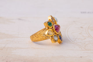 South Indian Gold Navaratna Ring