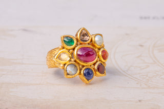 South Indian Gold Navaratna Ring