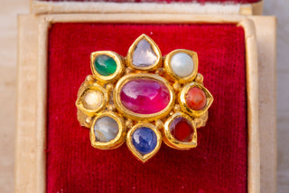 South Indian Gold Navaratna Ring