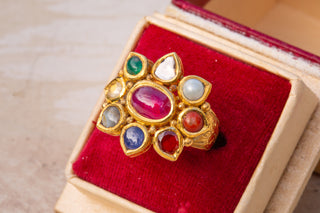 South Indian Gold Navaratna Ring