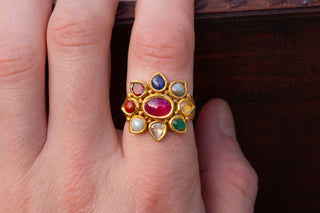 South Indian Gold Navaratna Ring