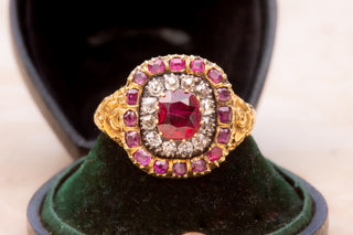 Georgian Ruby and Diamond Cluster