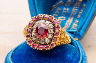 Georgian Ruby and Diamond Cluster