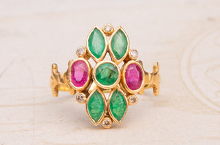 Vintage Emerald and Ruby Cluster