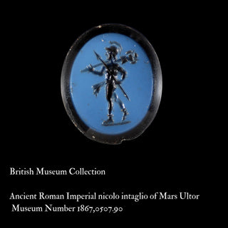 Ancient Roman Nicolo Intaglio Ring of Mars Ultor, c.3rd–4th Century AD