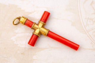 19th Century Coral Cross Pendant