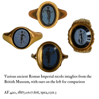 Ancient Roman Nicolo Intaglio Ring of Mars Ultor, c.3rd–4th Century AD