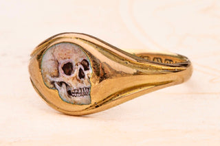 Antique Gold Skull Signet Ring