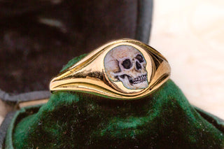 Antique Gold Skull Signet Ring