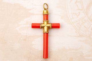 19th Century Coral Cross Pendant