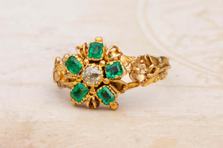 Georgian Emerald Cluster Ring