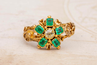 Georgian Emerald Cluster Ring