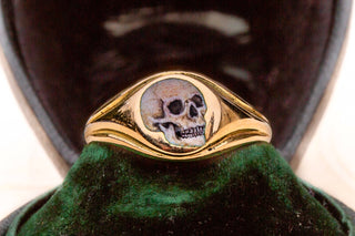 Antique Gold Skull Signet Ring