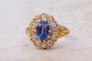 Victorian Sapphire and Diamond Cluster