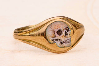 Antique Gold Skull Signet Ring