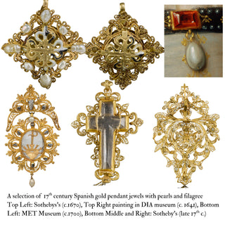 17th-Century Baroque Gold and Pearl Pendant with Filigree Reverse, c.1680
