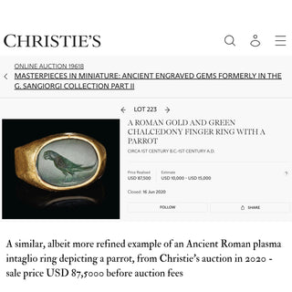 Ancient Roman High-Karat Gold Intaglio Ring with Parrot, 1st–2nd Century AD