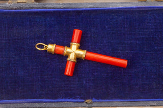 19th Century Coral Cross Pendant