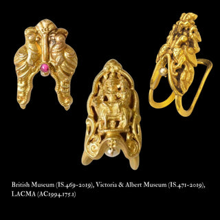 Antique Early 19th Century South Indian Gold ‘Nalī’ Ring with Emerald & Pearls