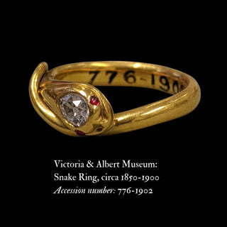 Antique Victorian French Snake Ring with Diamond Head, c.1870