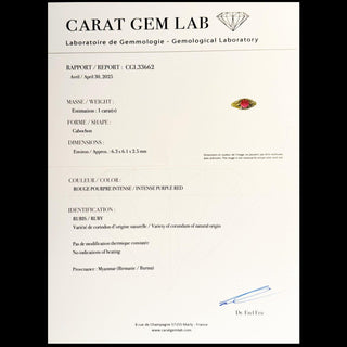 Antique 19th-Century Diamond Ring with Natural Burma Ruby Cabochon; Second Empir