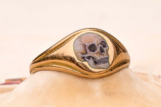 Antique Gold Skull Signet Ring