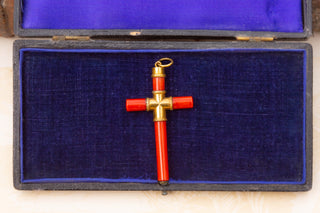 19th Century Coral Cross Pendant