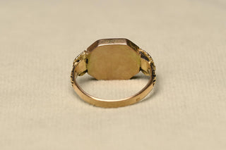Antique IHS Religious Ring; Austro-Hungarian 14K Gold Enamel Devotional Ring, c