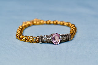 Antique Pink Topaz & Diamond Bracelet