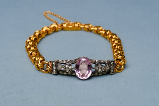Antique Pink Topaz & Diamond Bracelet
