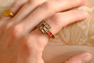 Antique Mughal Ruby and Polki Rock Crystal Gold Ring; Hyderabad, India, c.1850
