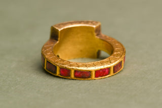 Antique Mughal Ruby and Polki Rock Crystal Gold Ring; Hyderabad, India, c.1850