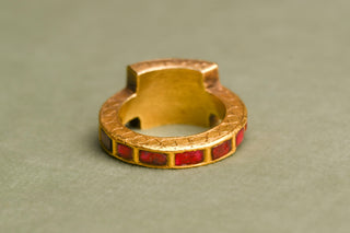 Antique Mughal Ruby and Polki Rock Crystal Gold Ring; Hyderabad, India, c.1850