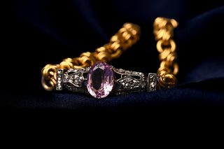 Antique Pink Topaz & Diamond Bracelet