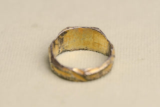 15th-Century English Silver-Gilt Iconographic Ring with Three Saints
