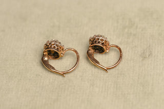 Austro-Hungarian 14K Gold & Silver Rose-Cut Diamond Dormeuse Earrings, Vienna