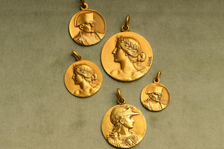Small French 18K Gold Napoleon Medal Pendant by Révillon c.1900