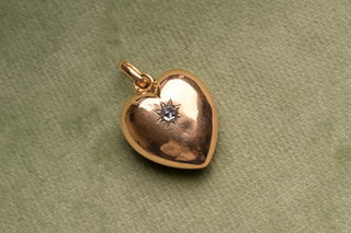 Austro-Hungarian 14K Rose Gold Heart Locket with Rose-Cut Diamond c.1880