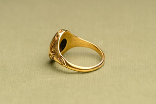 Victorian 18K Gold Banded Agate Signet Ring c.1870 Pinky Gentleman's Ring