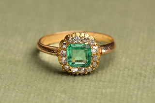 Victorian Emerald & Diamond Cluster