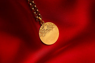 Antique French Art Nouveau Athena Gold Medallion Pendant by Tairac, c.1900