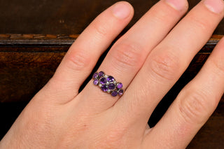 Georgian Amethyst and Seed Pearl Cluster Ring; c.1830